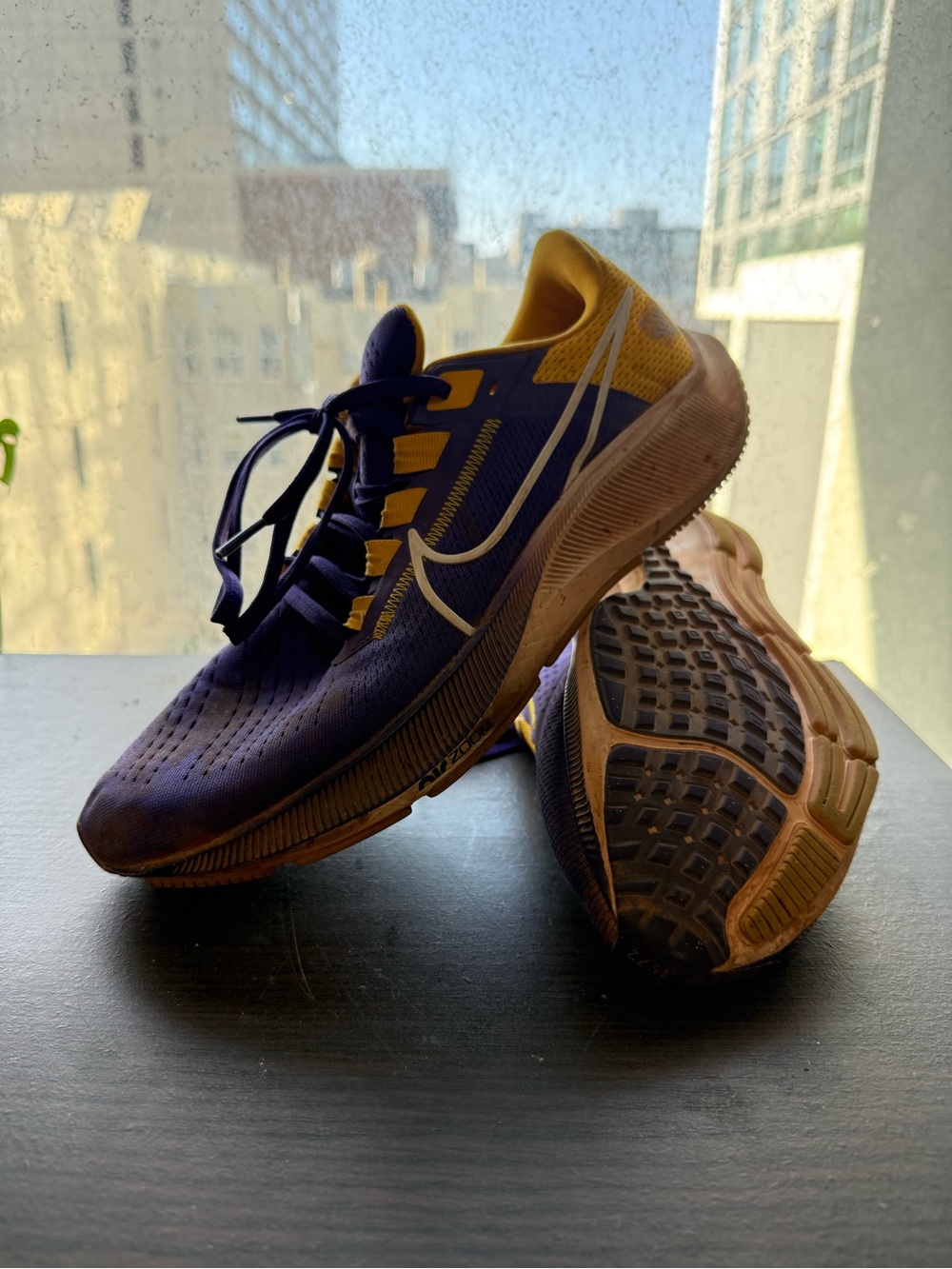 Nike College Air Zoom Pegasus 38 (LSU) Running Shoe in Purple and Gold